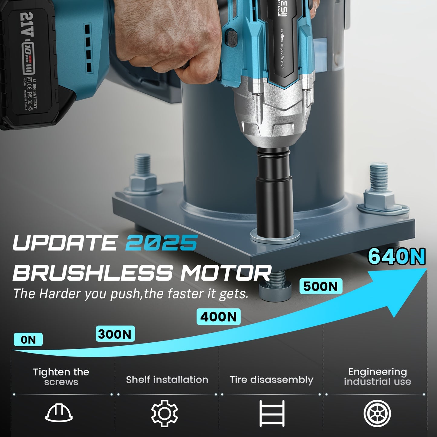 Slagschroevendraaier – Accu Slagschroevendraaier – Impact Wrench – Accuboormachine – Draadloze Slagschroevendraaier – 3300 RPM Brushless Motor – 2 x 4.0 Ah Lithium Batterijen