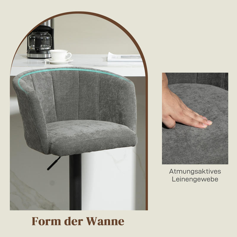 Barstoel – Barkruk – Barkrukken – Keukenstoel – Stoel – Verstelbare Zithoogte – Metalen Frame Donkergrijs