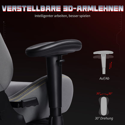 Gamingstoel – Gamestoel – Bureaustoel – Gaming Chair – Ergonomische Stoel – 3D Verstelbare Armleuningen – Verstelbare Lendensteun – 360° Draaibaar – Donkergrijs