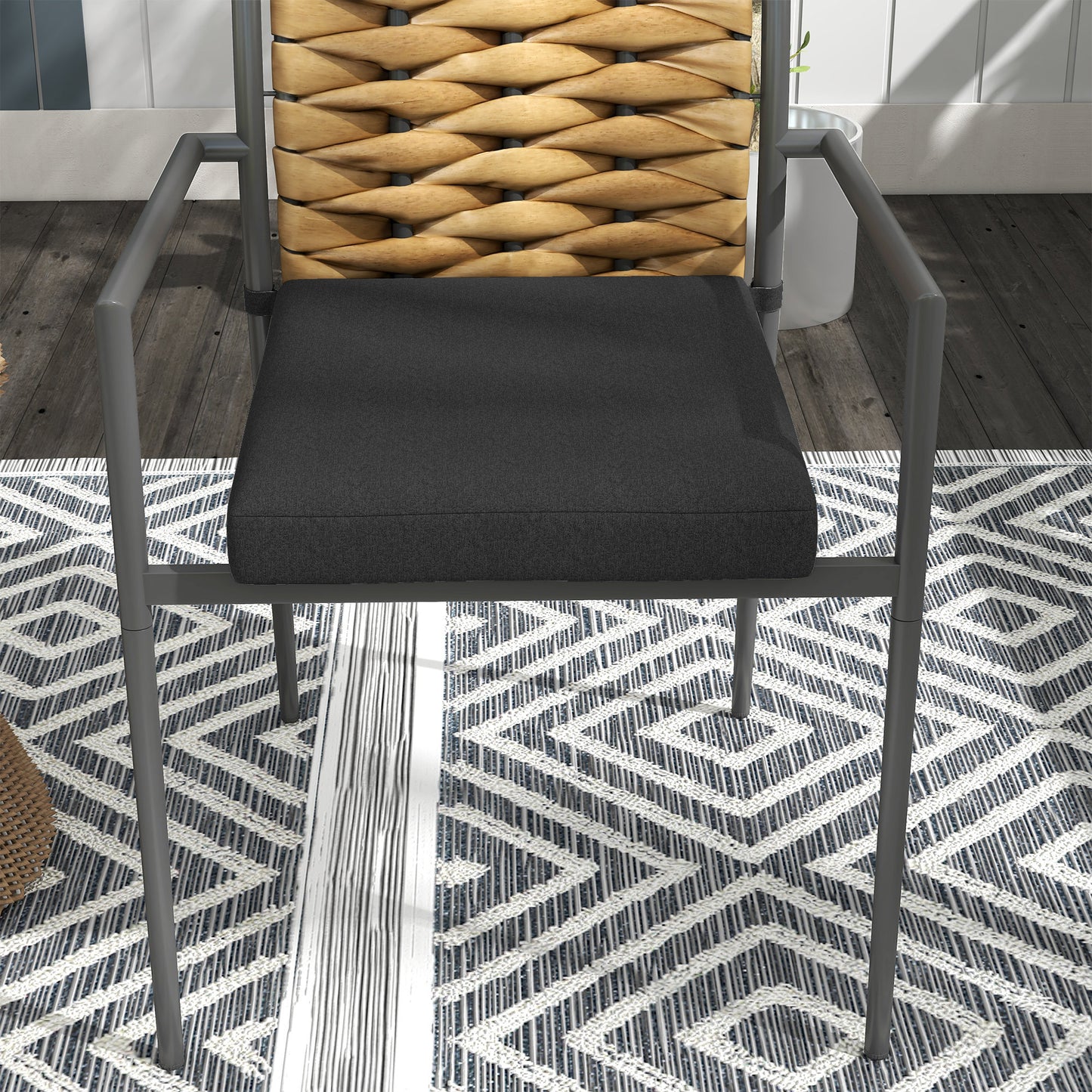 Tuinstoelen – Buitensstoelen – Balkonstoelen – Terrasstoelen – Loungestoelen – Weerbestendig PE-rattan – Staalframe 57x58x87 cm – Zwart