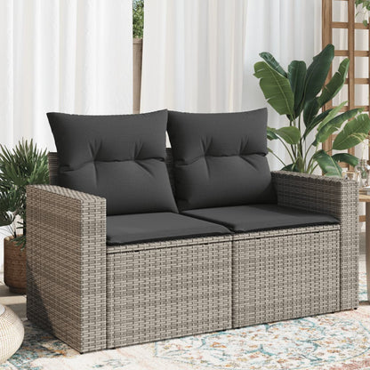 vidaXL Garden Bench with Cushions, 2-Seater, Poly Rattan