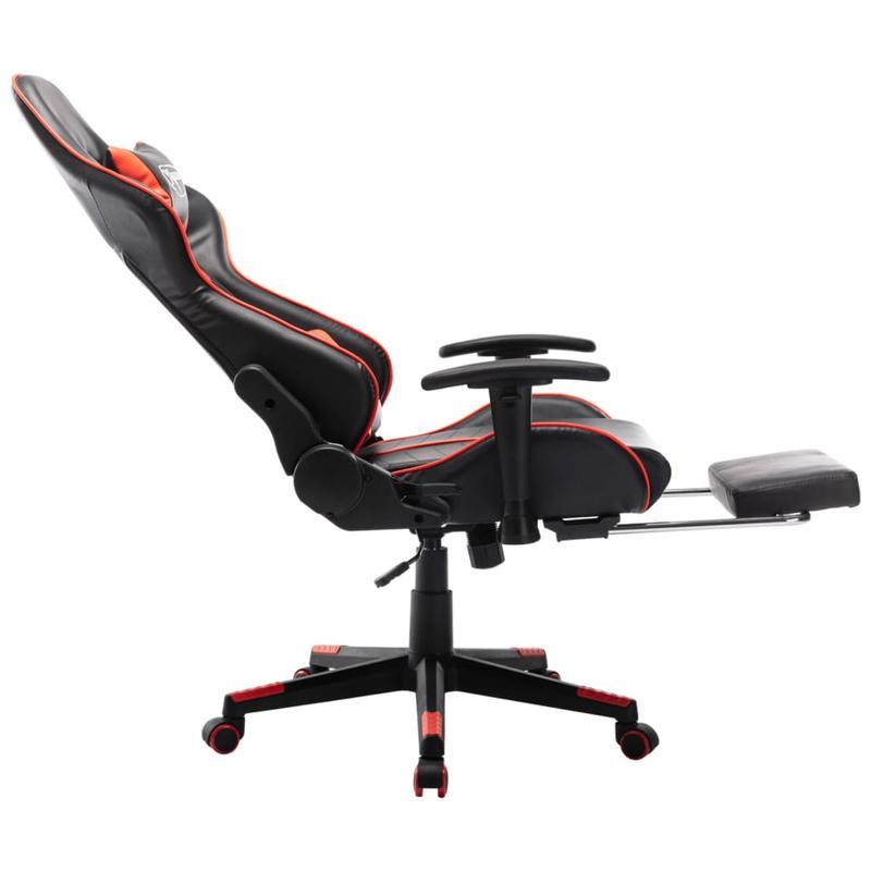 Gaming Chair with Footrest in Black And Red Faux Leather