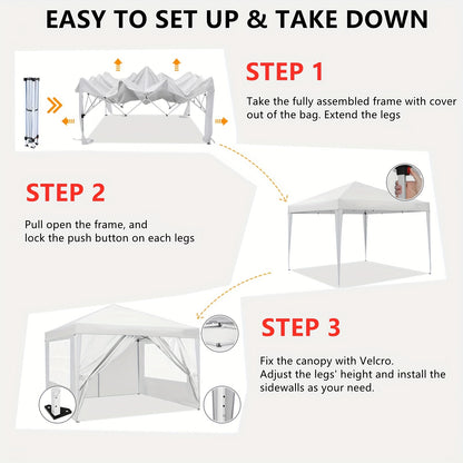 Partytent – Pop-up Tent – Vouwtent – Paviljoen – Tuintent – 3,05x3,05 m – Waterdicht & UV-bestendig – 4 Afneembare Zijwanden