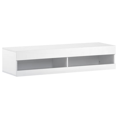 Modern White Low-Profile TV Stand Compatible for TVs - Wall-Mountable Media Console with Ample Storage, Metal Frame, Assembly, Space-Saving (140x40x30.5cm) for Living Room, Apartments & Small Homes -