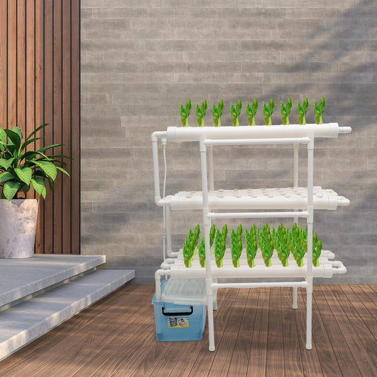 3-Tier Hydroponic Grow Kit with 108 Plant Sites, PVC Vegetable & Herb Cultivation System, Includes Plant Baskets, Sponge, Water Pump, Hose, Tweezers - Ideal for Indoor Gardening, Indoor Gardening System|Modern Hydroponic Syst