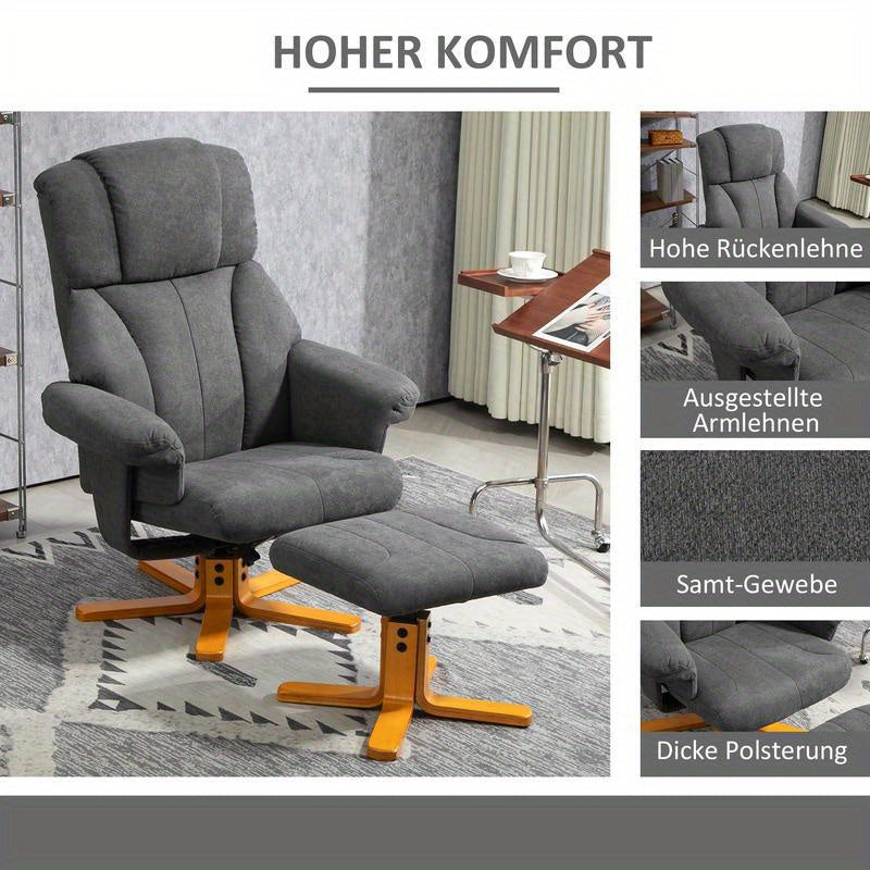 Adjustable Recliner Chair with Footrest - Heavy-Duty Hardwood Frame, Manual Recliner Sofa with Cushioned Seat & Backrest, Easy Assembly Living Room, Bedroom, Home Office Chair - Sturdy Base for Living Room, Dining Area, Balco