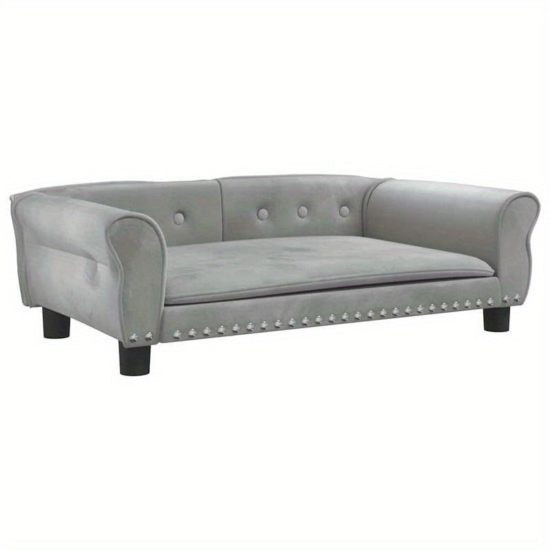 Hondenmand – Hondenbed – Hondenkussen – Hondensofa – Hondenbank – Lichtgrijs Velvet – Plush Vulling – 95x55x30 cm – Voor Kleine en Middelgrote Honden