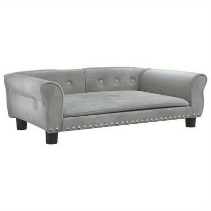 Hondenmand – Hondenbed – Hondenkussen – Hondensofa – Hondenbank – Lichtgrijs Velvet – Plush Vulling – 95x55x30 cm – Voor Kleine en Middelgrote Honden