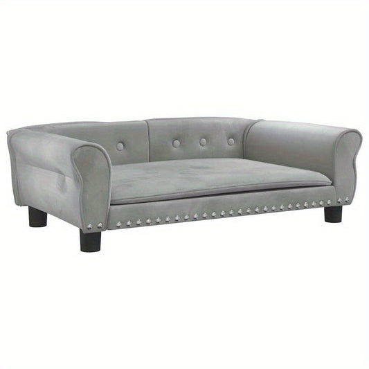 Hondenmand – Hondenbed – Hondenkussen – Hondensofa – Hondenbank – Lichtgrijs Velvet – Plush Vulling – 95x55x30 cm – Voor Kleine en Middelgrote Honden