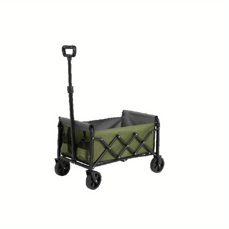 Opvouwbare Bolderkar – Vouwkar – Strandkar – Trolley – Transportkar – Stevig Zwart Frame – Groen Ademend Gaas