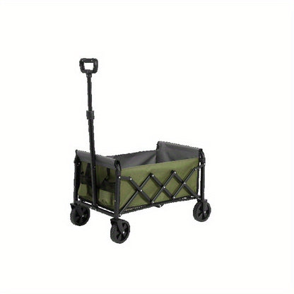 Opvouwbare Bolderkar – Vouwkar – Strandkar – Trolley – Transportkar – Stevig Zwart Frame – Groen Ademend Gaas