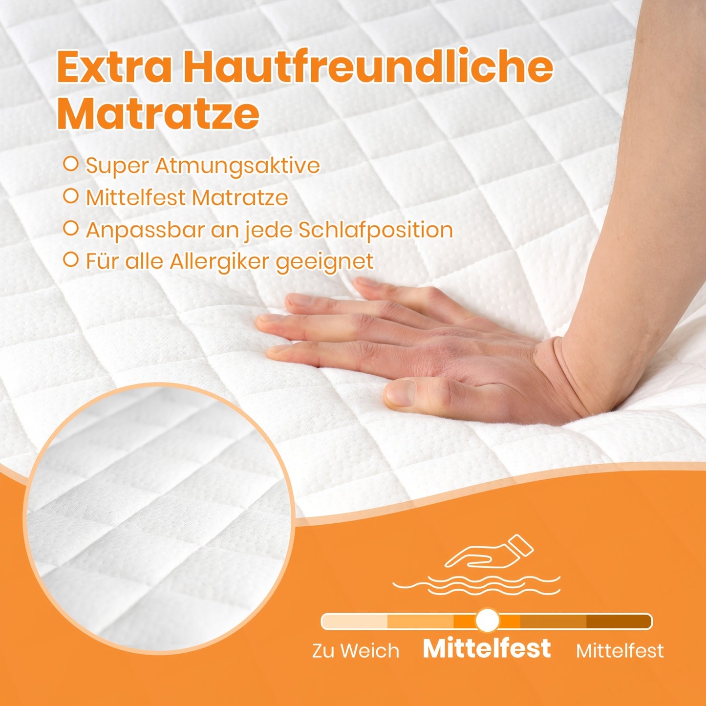 Matras – Koudschuimmatras – Orthopedisch Matras – Ergonomisch Matras – 5-Zones Matras – 90x200 cm – Medium Hardheid H2 & H3 – Ademend Koudschuim 18 cm Hoog