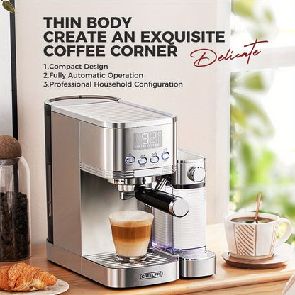 CAFELFFE MK801 Semi-Automatic Espresso Machine, Featuring An Automatic Milk Frothing System For One-touch Preparation. Equipped With 20 Bar High Pressure, Self-cleaning Function, Digital Display, And Temperature Control. Idea