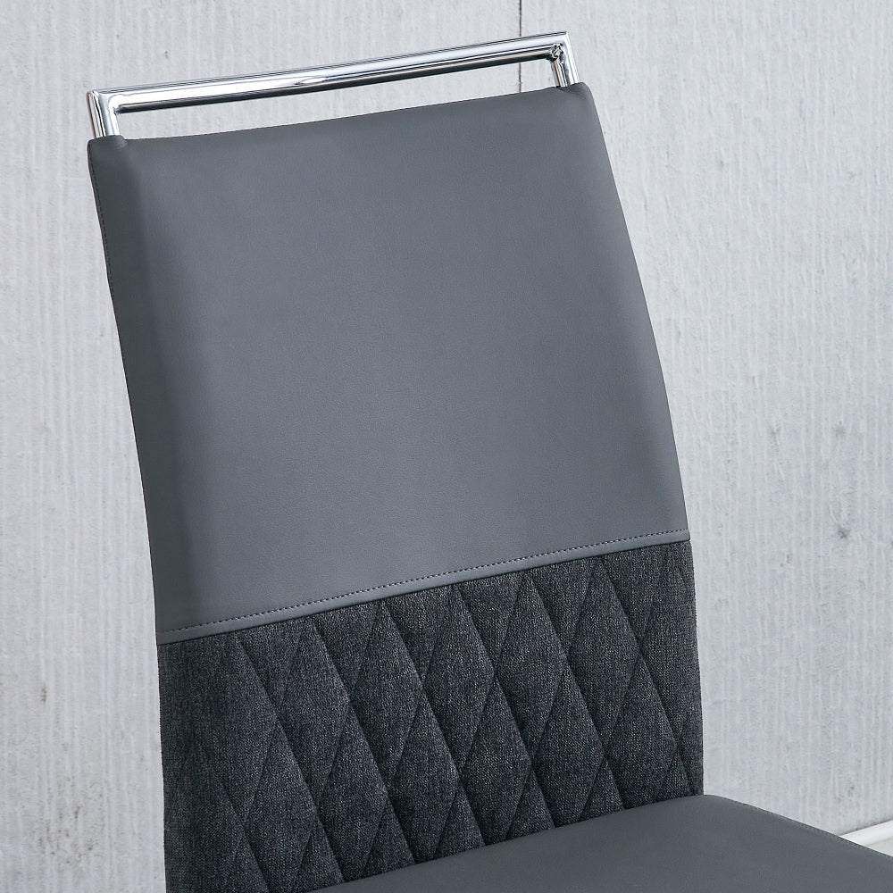 Moderne Eetkamerstoelen – Eetkamerstoelen Set – Stoelen Keuken – Stoelen Met Hoge Rugleuning – PU Kunstleer Linnen Bekleding – Hoog Comfort – Stevige Metalen Poot