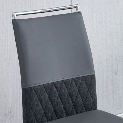 Moderne Eetkamerstoelen – Eetkamerstoelen Set – Stoelen Keuken – Stoelen Met Hoge Rugleuning – PU Kunstleer Linnen Bekleding – Hoog Comfort – Stevige Metalen Poot