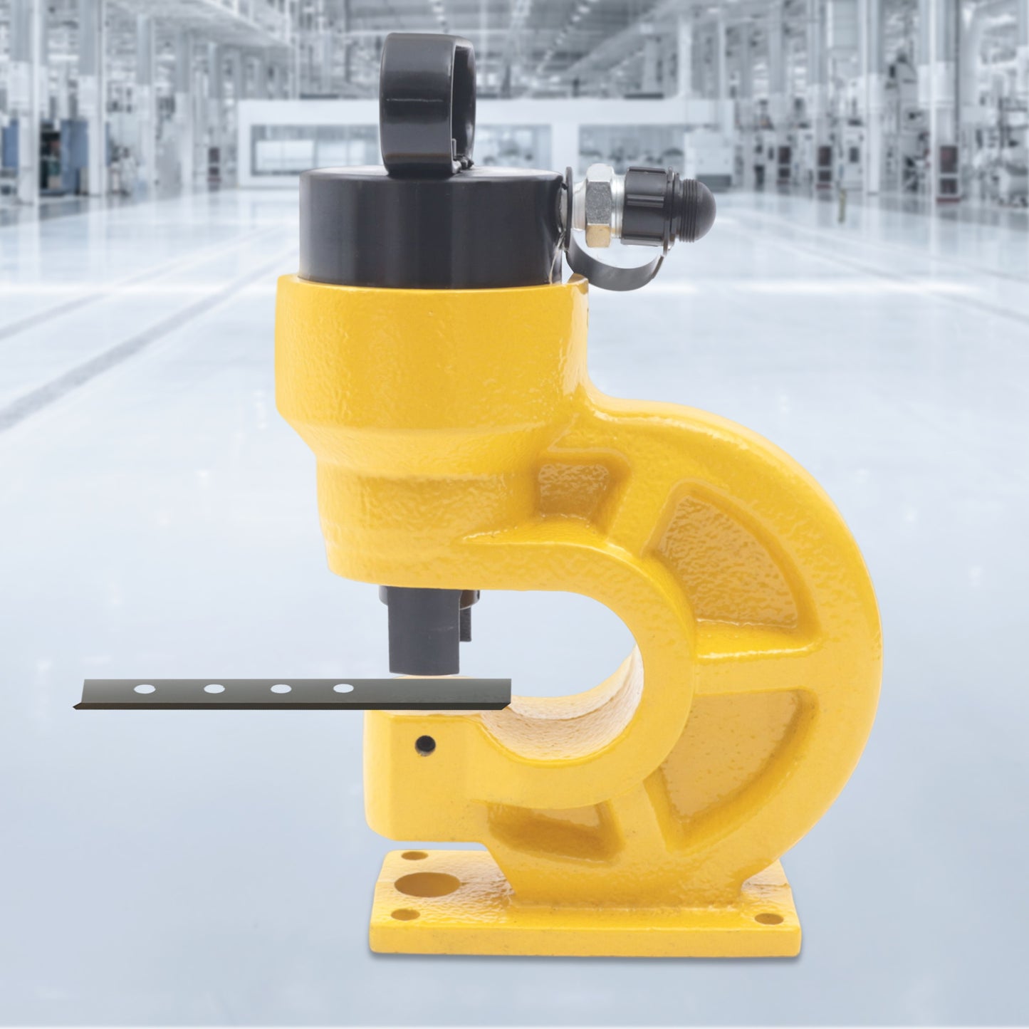 Hydraulische Pers – Handmatige Ponsmachine – Werkplaatspers – Metaalpunssmachine – Industrieel Ponsgereedschap – 31 Ton Kracht – Brede Mondopening 34,5 cm – Heavy-Duty Stalen Behuizing – Duurzaam Geel Staal