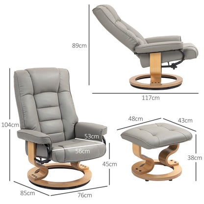 Relaxfauteuil – Draaifauteuil – Lounge Chair – Relaxstoel – Fauteuil Met Voetsteun – Verstelbare Rugleuning – Houten Frame Grijs