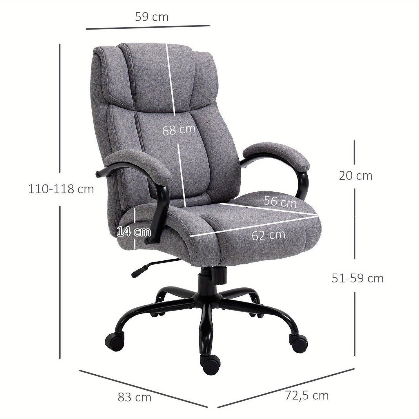 Bureaustoel – Office Chair – Bureaustoel – Draaistoel – Schommelstoel – Ergonomisch – Extra Breed Zitvlak – Tot 220 Kg Belastbaar