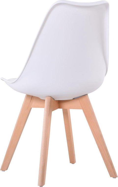 Eetkamer stoelen - Set van 4 - Met Zitvulling Kuipstoel - Tulpen Plastic - Eetkamerstoel - Wit