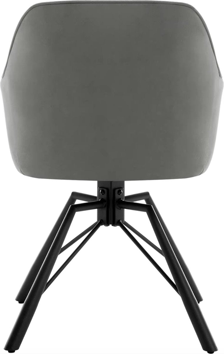 Eetkamerstoel - Set van 2 stoelen - Fluweel eetkamer stoel - Eettafel stoel - Fauteuil - Draaibaar - Velvet - Metalen poot - Grijs