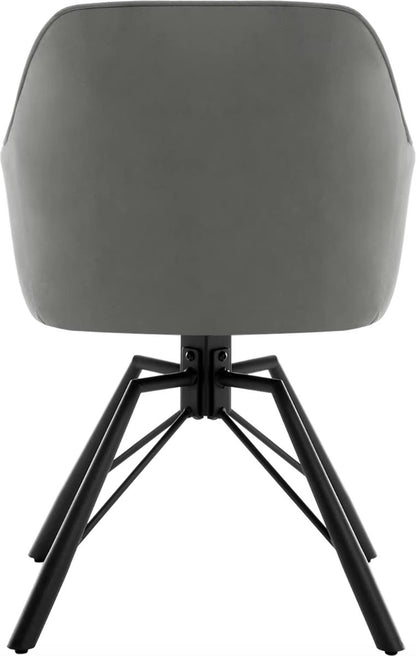 Eetkamerstoel - Set van 2 stoelen - Fluweel eetkamer stoel - Eettafel stoel - Fauteuil - Draaibaar - Velvet - Metalen poot - Grijs
