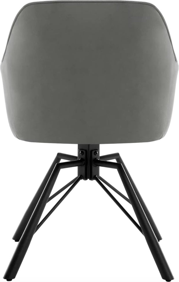 Eetkamerstoel - Set van 2 stoelen - Fluweel eetkamer stoel - Eettafel stoel - Fauteuil - Draaibaar - Velvet - Metalen poot - Grijs