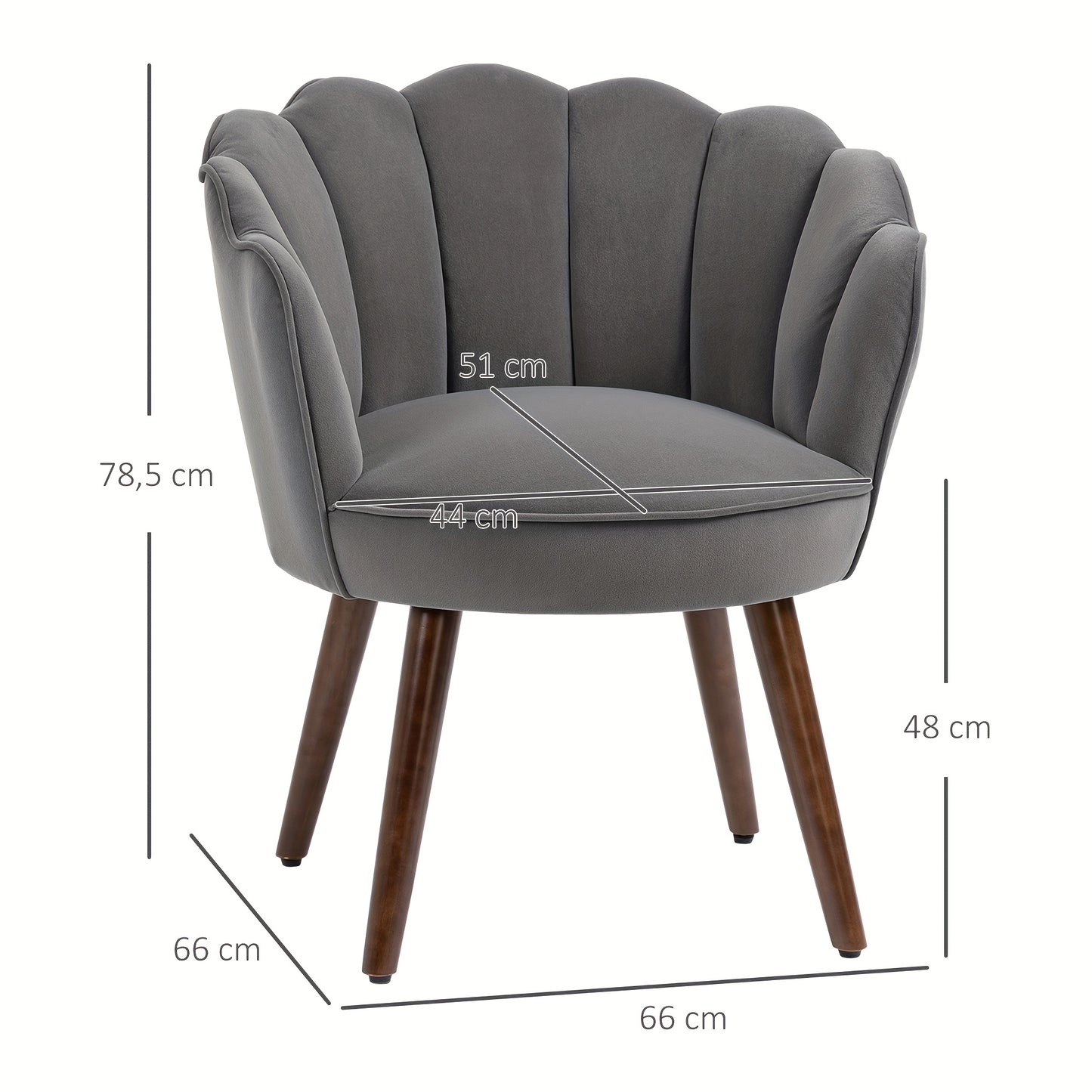 Modern Dark Grey Metal Frame Recliner Armchair with Soft Cushioned Backrest & Seat - Easy Assembly, Sturdy Hard Floor Compatible Design, 66x72x79cm, Classic Contemporary Style for Living Room, Entertainment Center, Salon - Du