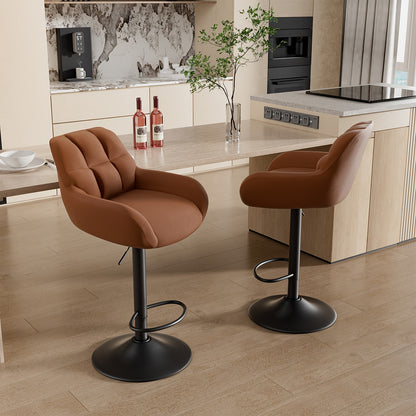 Modern Bar Stool Set of 2, Ergonomic, Adjustable Metal Frame with Backrest and Armrests, Bar Stools, Kitchen Island Bar Stools for Kitchen Islands, Home Bars, Restaurants [2 Colors Available].