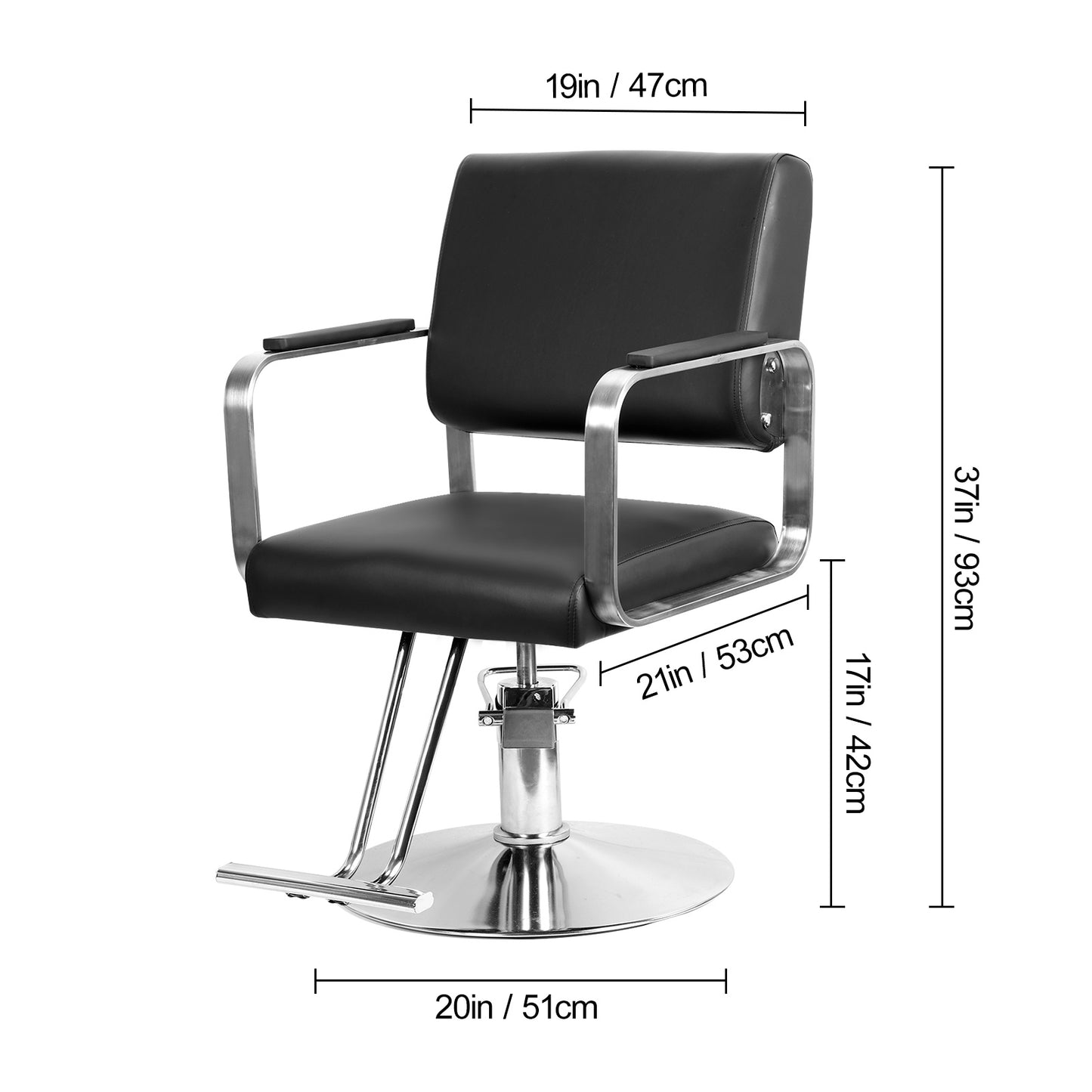 Kappersstoel – Barberstoel – Salonstoel – Behandelstoel – Stylingstoel – Verstelbaar – Hydraulische Lift – Ergonomisch Open Rugontwerp – Duurzaam Kunststof – Zitting 53x47 cm