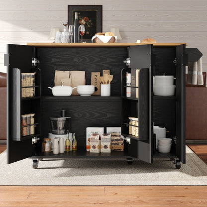 Keukentrolley – Serveerwagen – Keukenwagen – Opbergkast – Keukenrek – MDF & Metaal – Uitbreidbaar Werkblad 130x45x75-92 cm