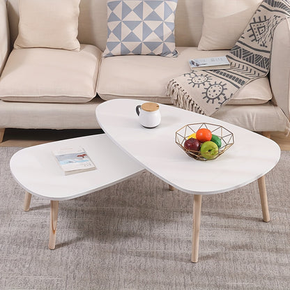 Salontafel Set – Nesting Tafels – Bijzettafels – Woonkamertafels – Houten Tafelset – Beukenhouten Poten – Krasbestendig & Makkelijk Schoon Te Maken – 98x61x39 cm & 88x48x33 cm
