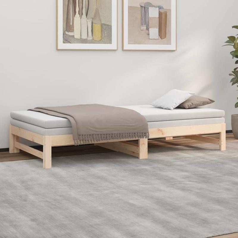 Daybed – Slaapbank – Bedbank – Uitklapbed – Steigerhoutbed – Verstelbaar – Massief Grenenhout – 2x 90x200 cm – Bruin