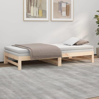 Daybed – Slaapbank – Bedbank – Uitklapbed – Steigerhoutbed – Verstelbaar – Massief Grenenhout – 2x 90x200 cm – Bruin