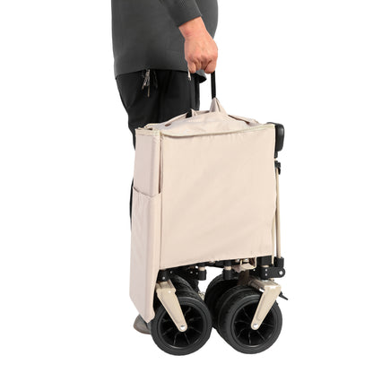 Vouwkar – Opvouwbare Bolderkar – Transportkar – Strandkar – Tuinkar – Stevig Stalen Frame – All-Terrain Wielen – Beige