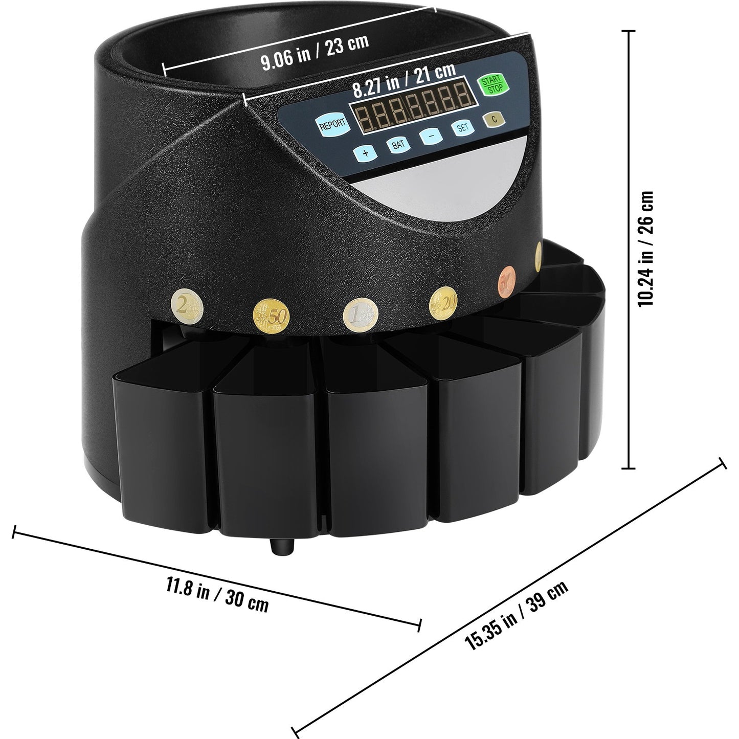 Muntteller – Muntenteller – Muntensorteerder – Muntenteller Elektronisch – Euromuntenteller – Automatische Sortering – Telt Tot 300 Munten Per Minuut – Groot LCD Display