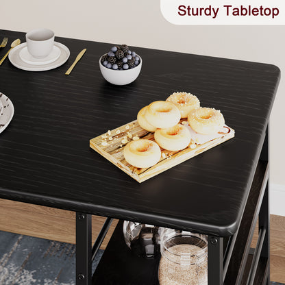 Eettafelset – Eettafel – Keukentafel – Eethoek – Barset – Compact Ontwerp – Ruimtebesparend Zwart