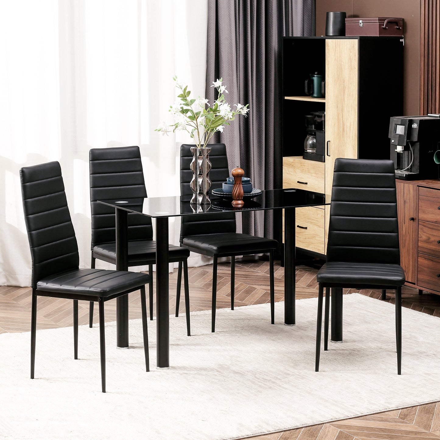 Eetkamerstoelen – Stoelen – Bistrostoelen – Keukenstoelen – Zitstoelen – Set van 2 – Linnen-Polyester Bekleding – Comfortabele Schuimrubber Zitting