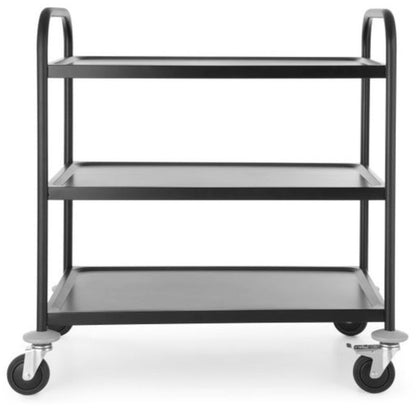 3-Tier Catering Trolley for Serving, Black Matte Finish, Up to 150 kg - Hendi 811320