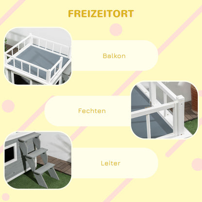 2-delige Zitgroep – Opvouwbare Eettafel – Inklapbare Stoelen – Balkonset – Compacte Tuinset – Wit Met Natuurlijke Houttinten – Ruimtebesparend – Stevige Afmetingen 110x70x75 cm
