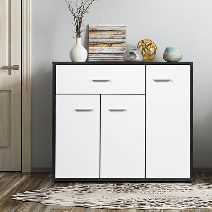 Buffetkast – Dressoir – Opbergkast – Keukenkast – Sideboard – Zwart-Wit – Verstelbare Plank – Ruim Bovenblad 89 cm
