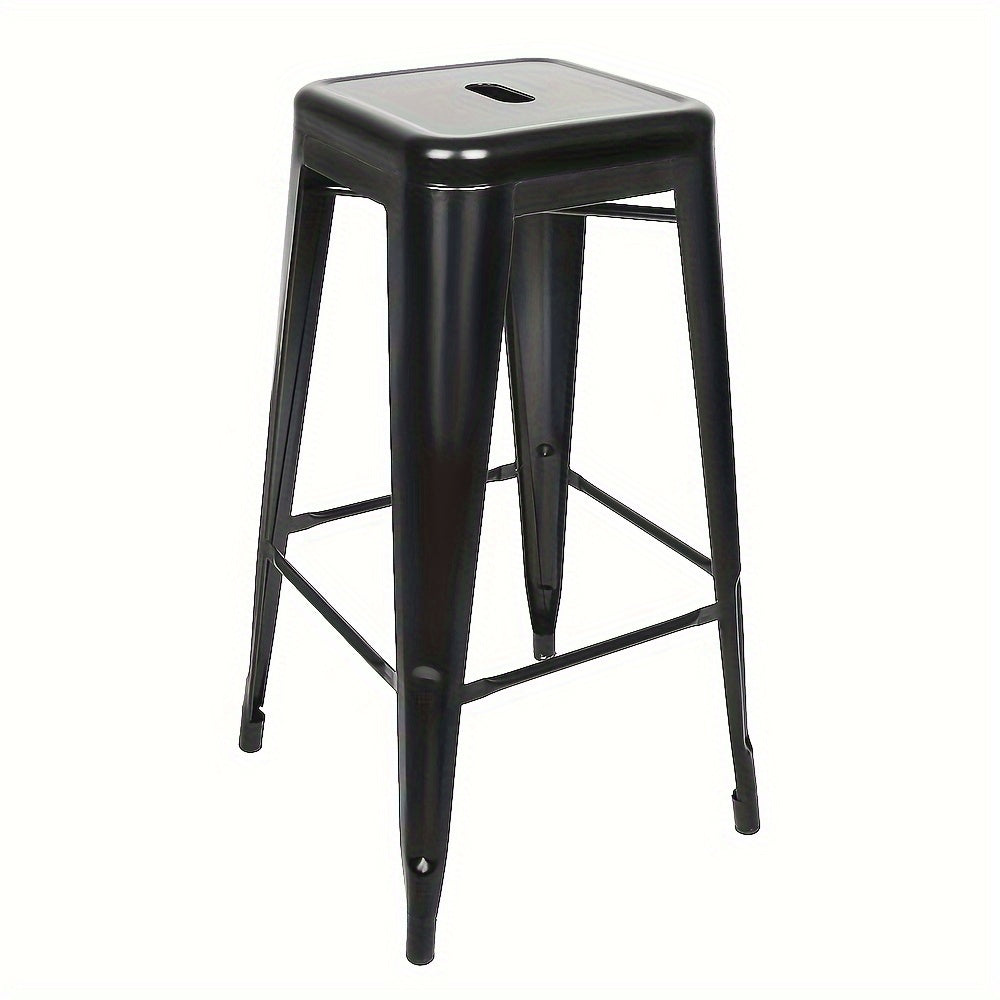 Commercial Metal Dining Chair, 30" High (76cm), Industrial Style Bar Chair Set Of 4, Stackable Heavy Duty Bar Stools Without Back, Suitable for Restaurants, Cafes, Bistros (Set Of 4, Easy to Clean)