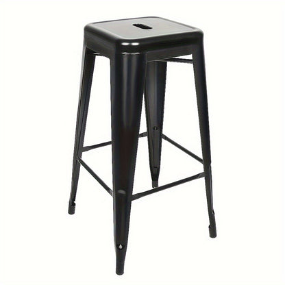 4-Delige Set Barkrukken – Barkrukken Industrieel – Keukenstoelen – Krukken Stapelbaar – Barstoelen Zonder Rugleuning – Metalen Frame – Ruimtebesparend – Zwart 76 cm Hoog