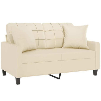2-zits fauteuil – slaapstoel – loveseat – slaapbank – loungechair – Crèmekleurig Kunstleer – Memory Foam Kussens – Verstelbare Rugleuning – Compact 120 cm