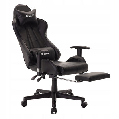 Game stoel – Gamingstoel – Racestoel – Bureaustoel – Fauteuil – Ergonomische Lendensteun – Verstelbare Voetensteun – Zwart Kunstleer – Memory Foam