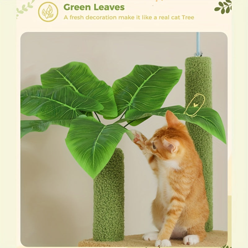 Kattenboom – Kattenkrabpaal – Kattenhuis – Kattenklimpaal – Krabpaal – Verstelbaar tot Plafond – Fiberboard & Comfortabele Hangmat – Warm Bruin