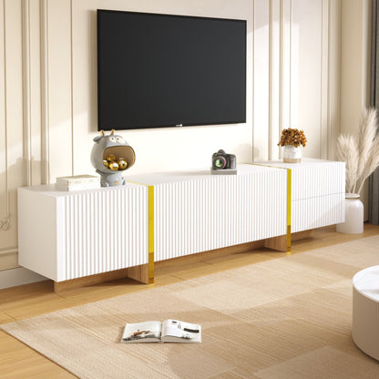 Tv-meubel – Tv-kast – TV Meubel – Dressoir – Wandmeubel – 190 cm – Wit met Gouden Accenten – MDF en Spaanplaat