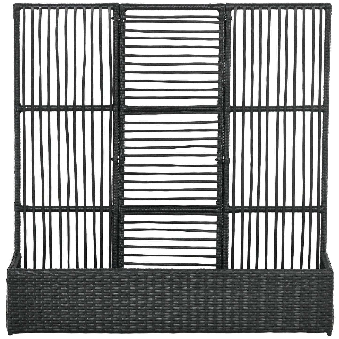 Bloempot – Plantenbak – Plantenbak Met Klimrek – Verhoogde Bloembak – Bloemenbak – Weerbestendig Poly Rattan – 103x103x29 cm Zwart