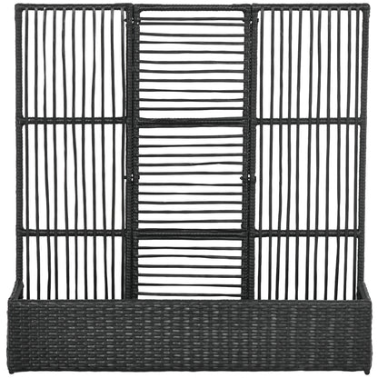 Bloempot – Plantenbak – Plantenbak Met Klimrek – Verhoogde Bloembak – Bloemenbak – Weerbestendig Poly Rattan – 103x103x29 cm Zwart