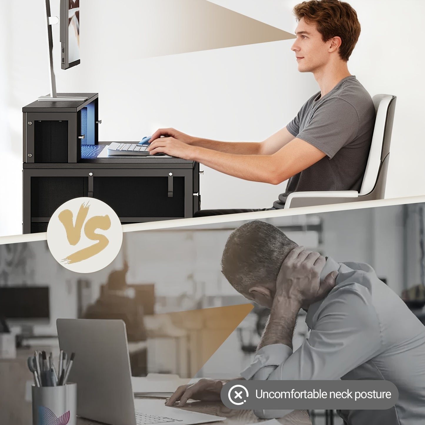 Computertafel – Bureau – Computerbureau – Bureautafel – Gaming Desk – 156x48 cm – RGB LED Verlichting – 10 Stoffen Lades en Monitorstandaard