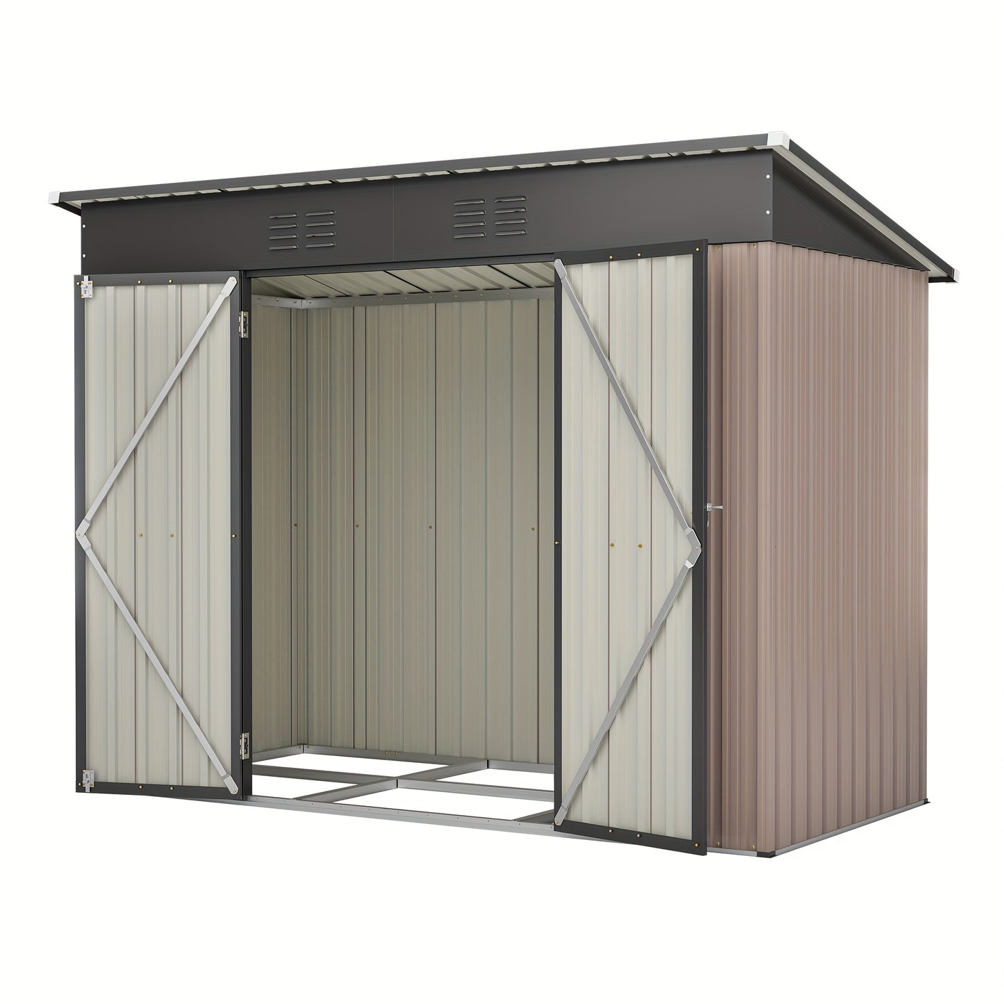 Metalen Opbergschuur – Tuinschuur – Fietsenberging – Tuingereedschapberging – Buitenberging – Verzinkt Staal – Ventilatie – Slot – 243,8x121,9 cm – Afneembaar